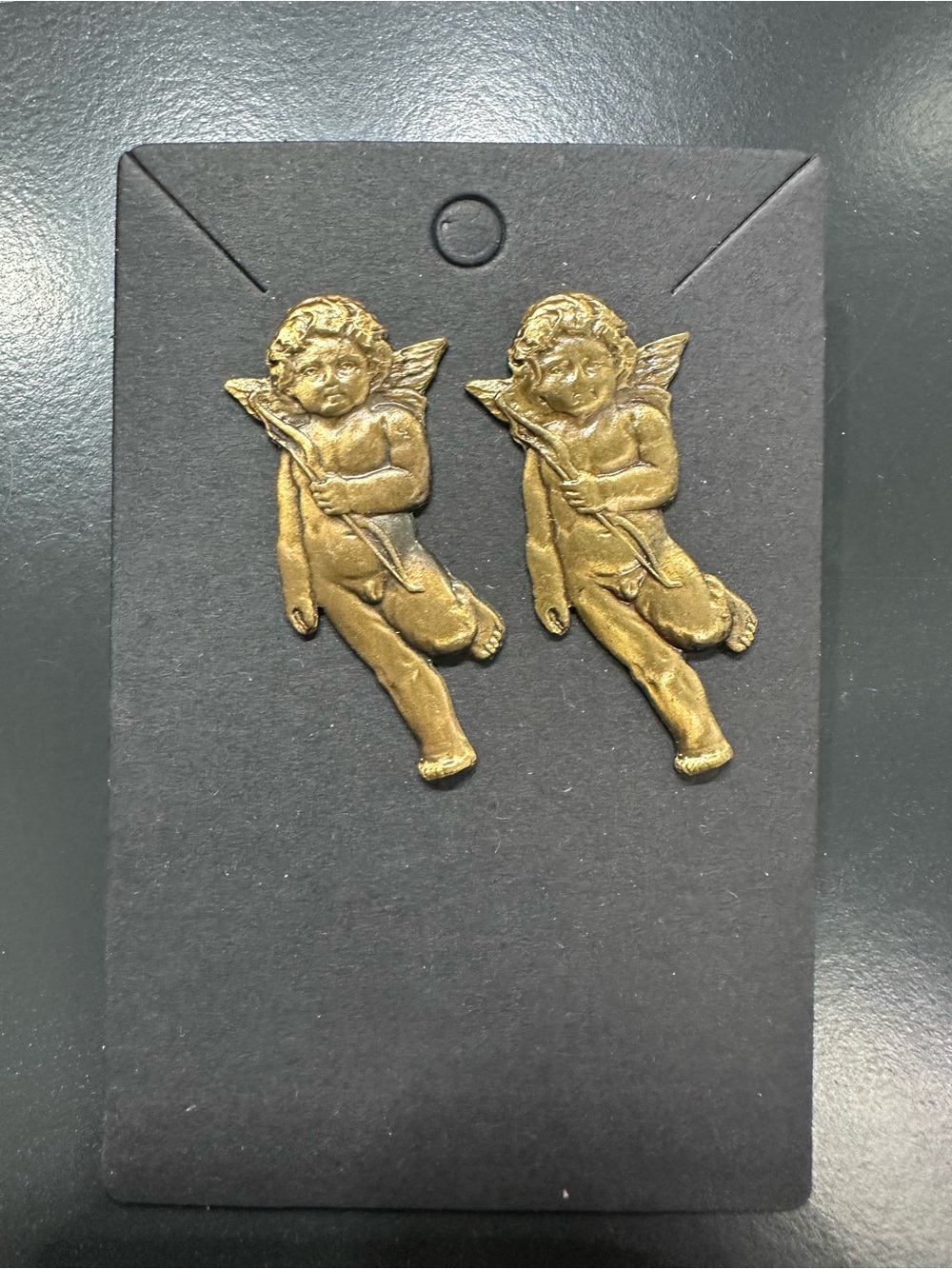 Vintage Gold Tone finish Cherub Stud Earrings